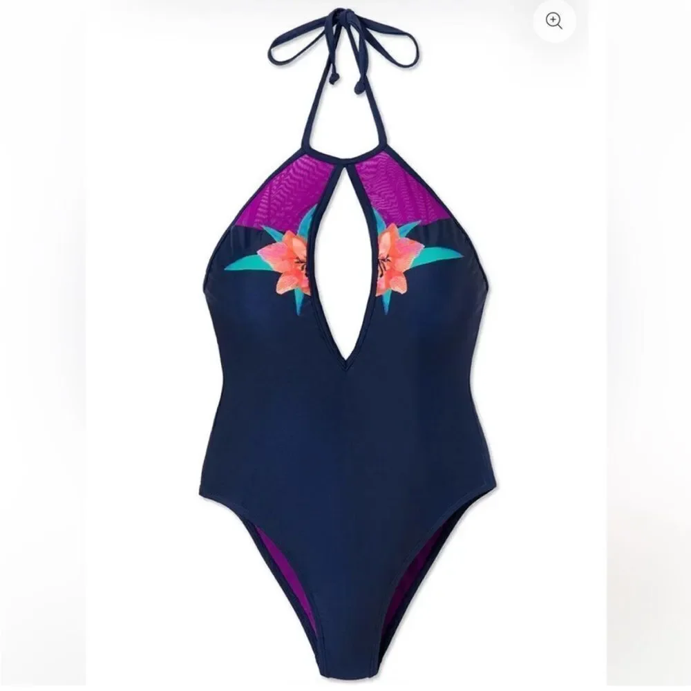 Navy Floral One-Piece Swimsuit